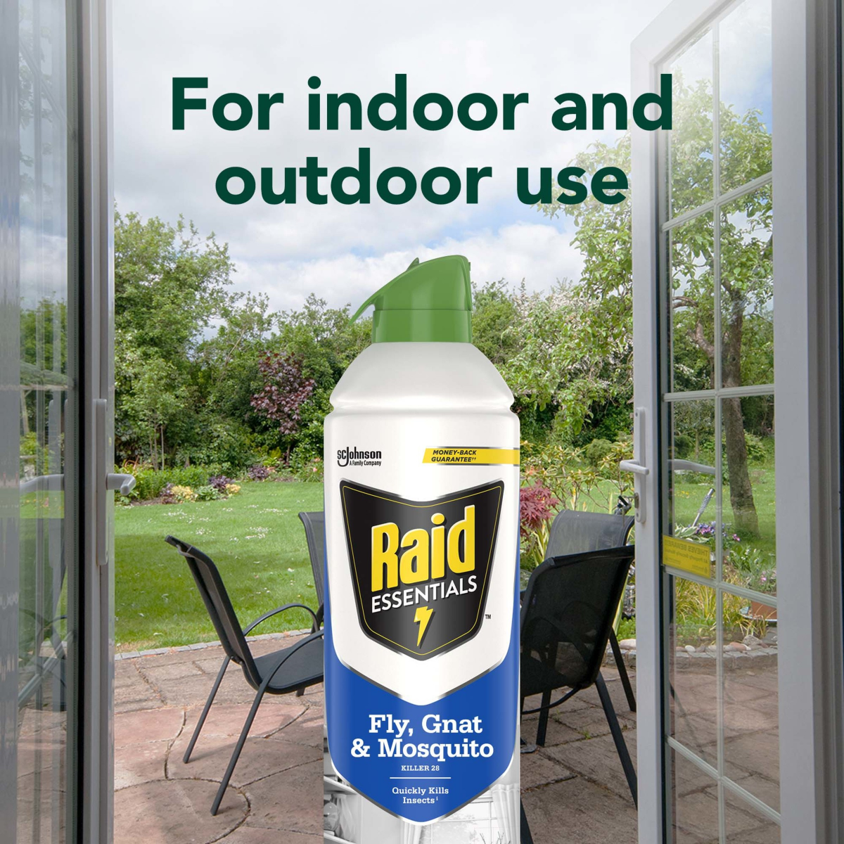 slide 9 of 29, Raid Essentials Fly, Gnat & Mosquito Killer 28, In & Outdoor Flying Insect Spray, 10 oz, 10 oz