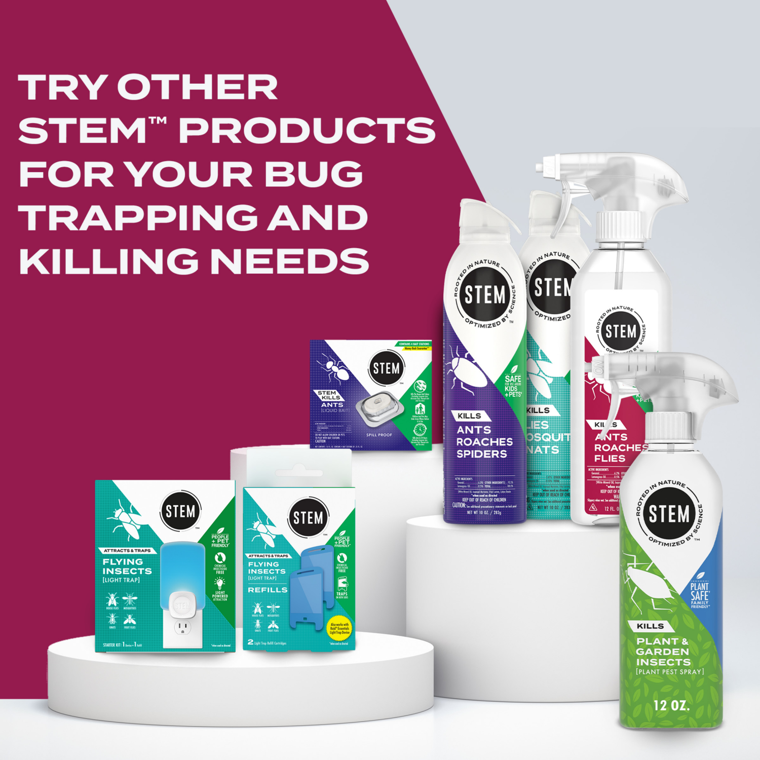 slide 7 of 8, STEM Kills Ants, Roaches & Flies, Plant-based Active Ingredient Insecticide, 12 fl oz, 12 fl oz