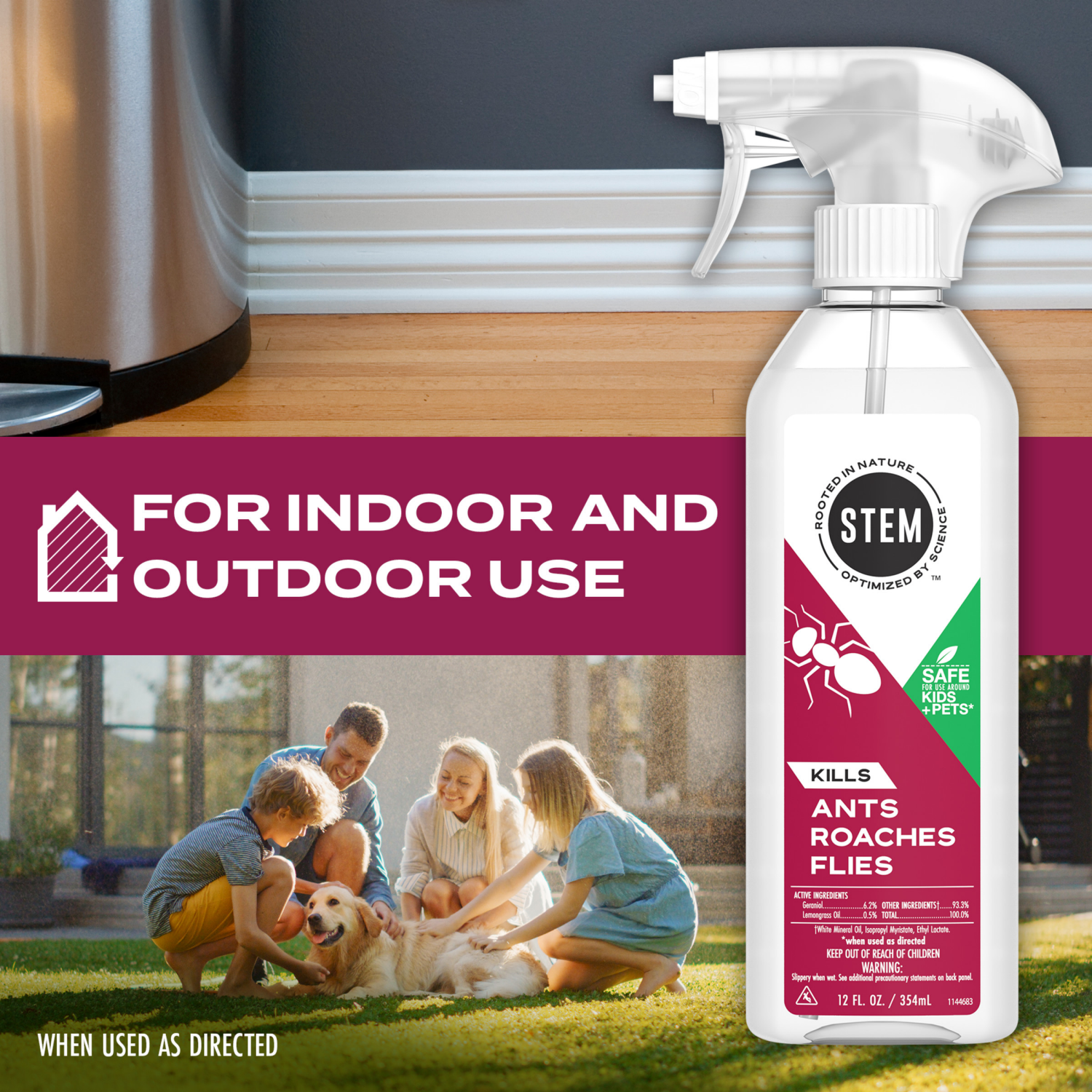 slide 8 of 8, STEM Kills Ants, Roaches & Flies, Plant-based Active Ingredient Insecticide, 12 fl oz, 12 fl oz
