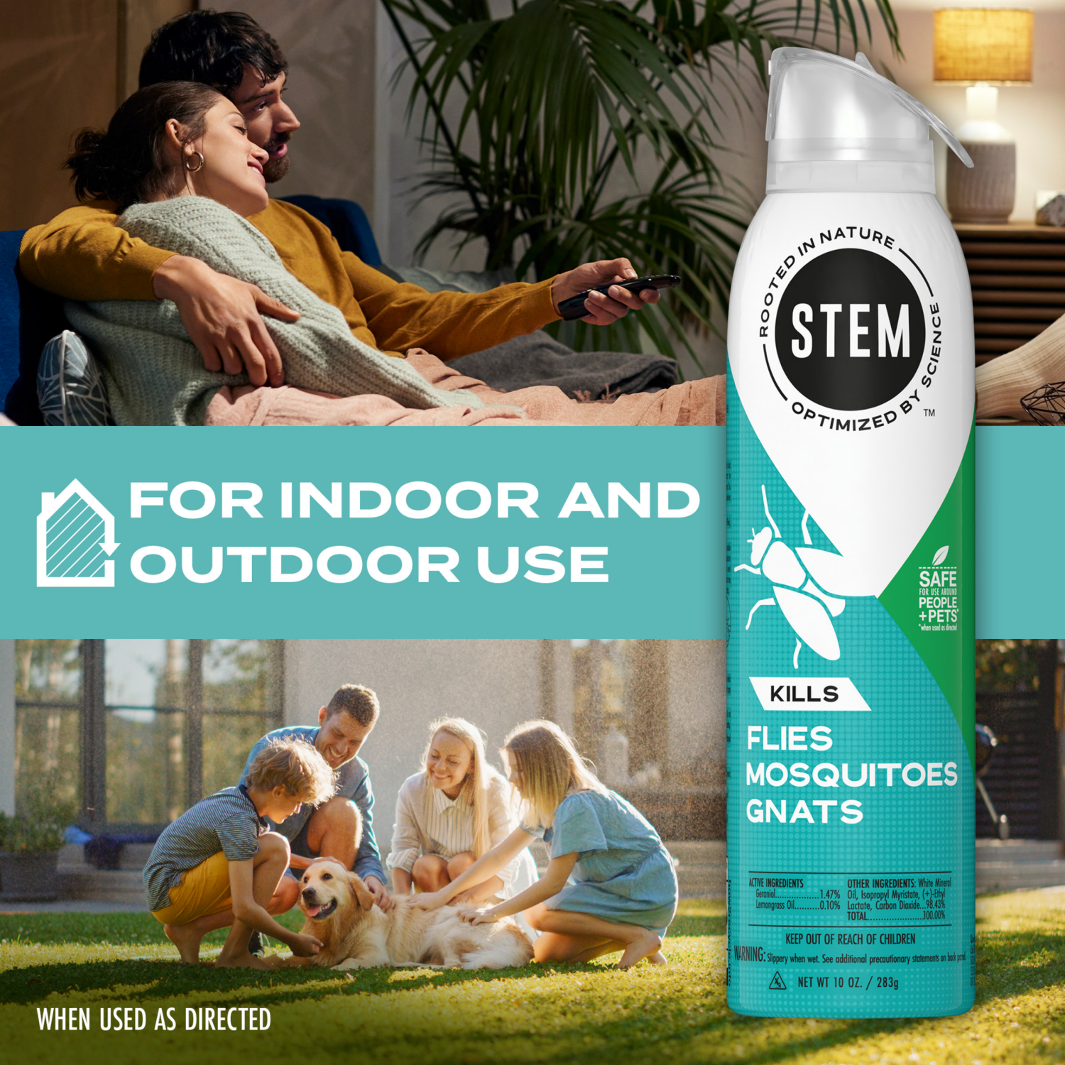 slide 8 of 8, STEM Kills Flies, Mosquitoes & Gnats, Plant-based Active Ingredient Insect Killer, 10 oz, 10 oz