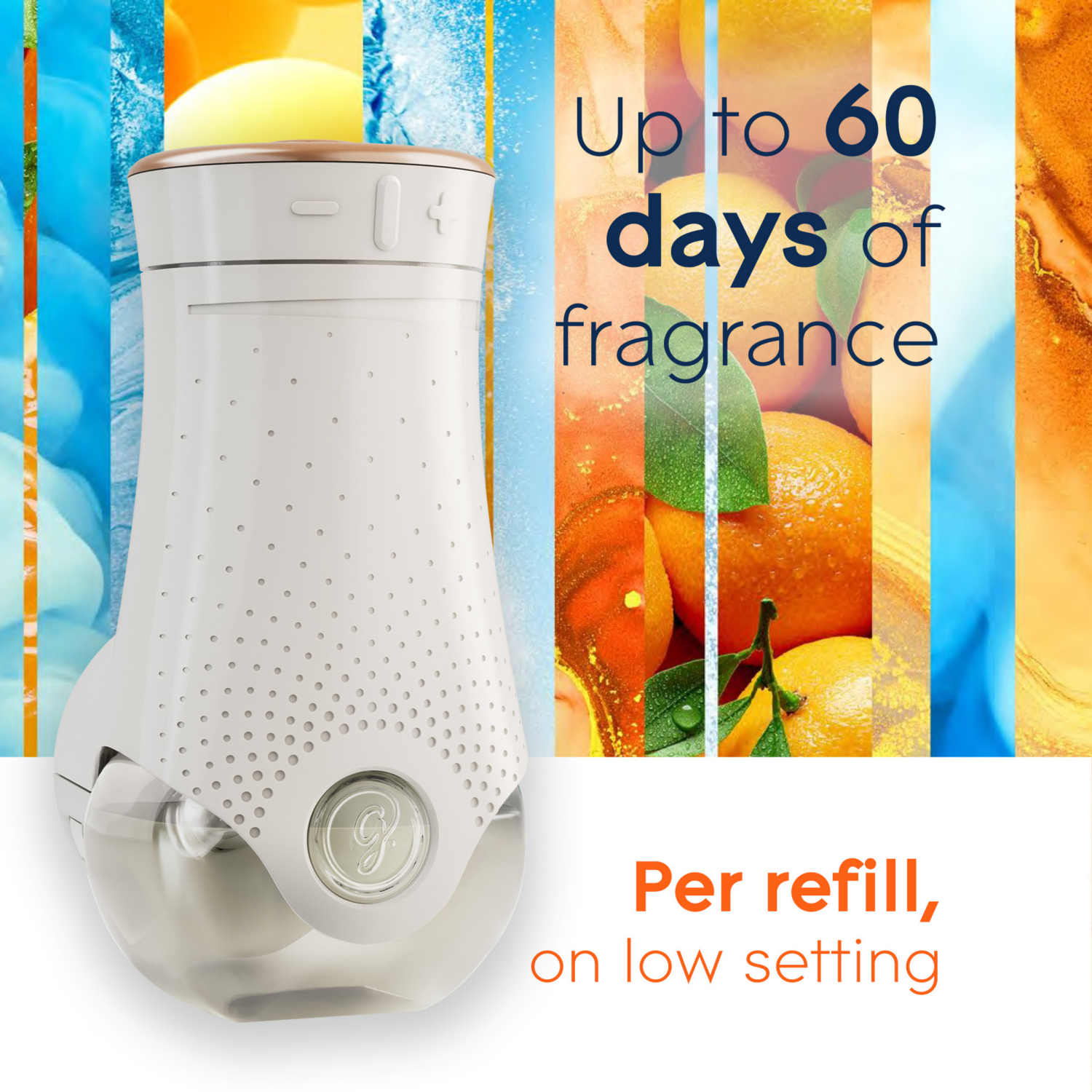 slide 5 of 8, Glade PlugIns Scented Oil 2 Refills, Air Freshener, Coastal Sunshine Citrus™, Essential Oil Infused Wall Plug In, 1.34 FL OZ, Pack of 2, 2 ct