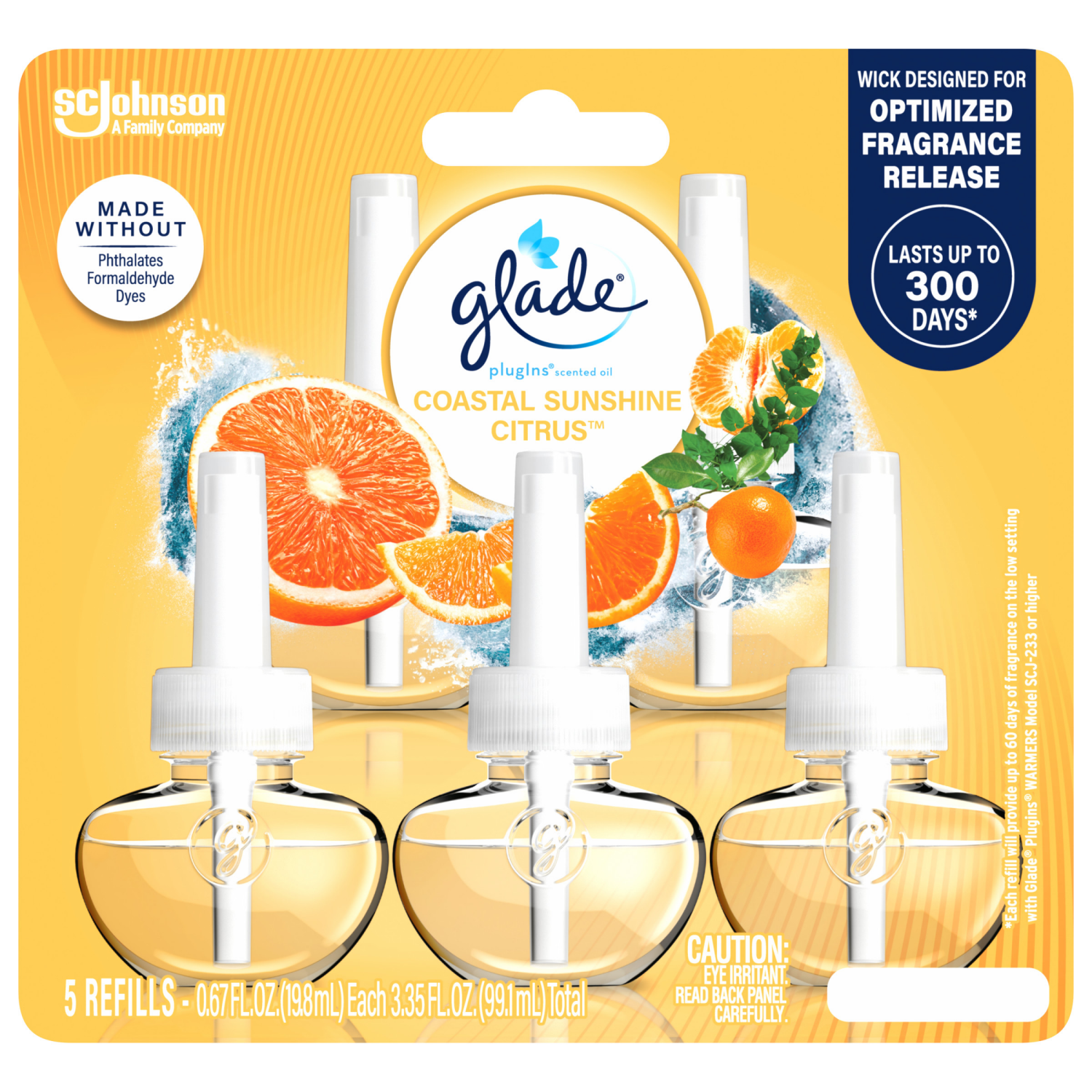 slide 4 of 8, Glade PlugIns Coastal Sunshine Citrus Scented Oil Refills 5 - 0.67 fl oz Each, 5 ct; 3.35 fl. oz