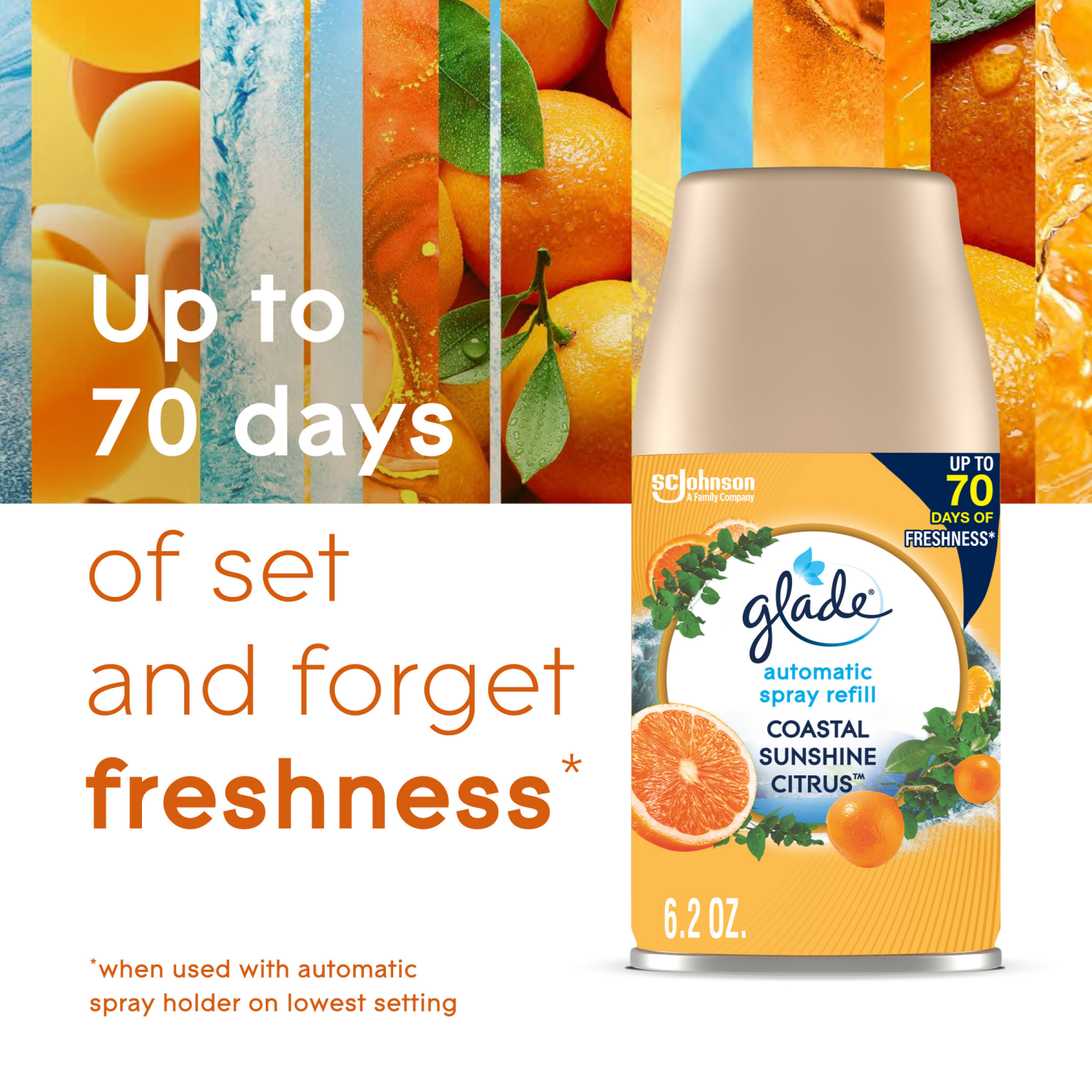 slide 3 of 8, Glade Value Pack Coastal Sunshine Citrus Automatic Spray Refill 2 - 6.2 oz Cans, 2 ct