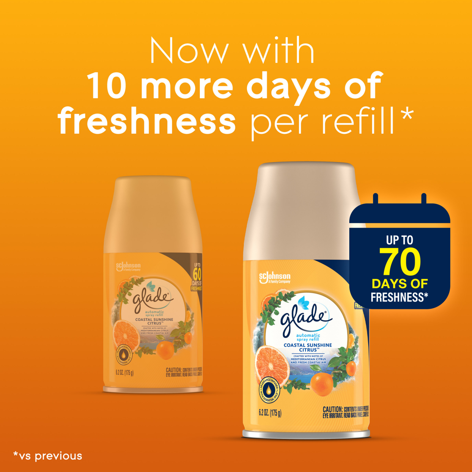 slide 8 of 8, Glade Value Pack Coastal Sunshine Citrus Automatic Spray Refill 2 - 6.2 oz Cans, 2 ct