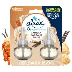 Glade PlugIns Scented Oil 2 Refills, Air Freshener, Vanilla Caramel Twist, 2 x 0.67 oz