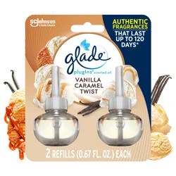 Glade PlugIns Scented Oil 2 Refills, Air Freshener, Vanilla Caramel Twist, 2 x 0.67 oz