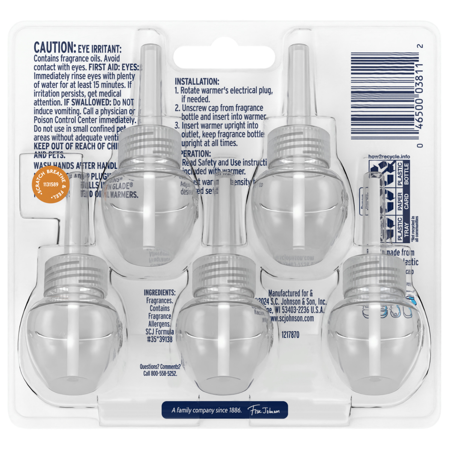 slide 2 of 8, Glade PlugIns Vanilla Caramel Twist Scented Oil Refills 5 - 0.67 fl oz Refills, 5 ct
