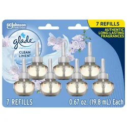 Glade PlugIns Scented Oil Refill Clean Linen, Essential Oil Infused Wall Plug In, 4.69 fl oz, Pack of 7