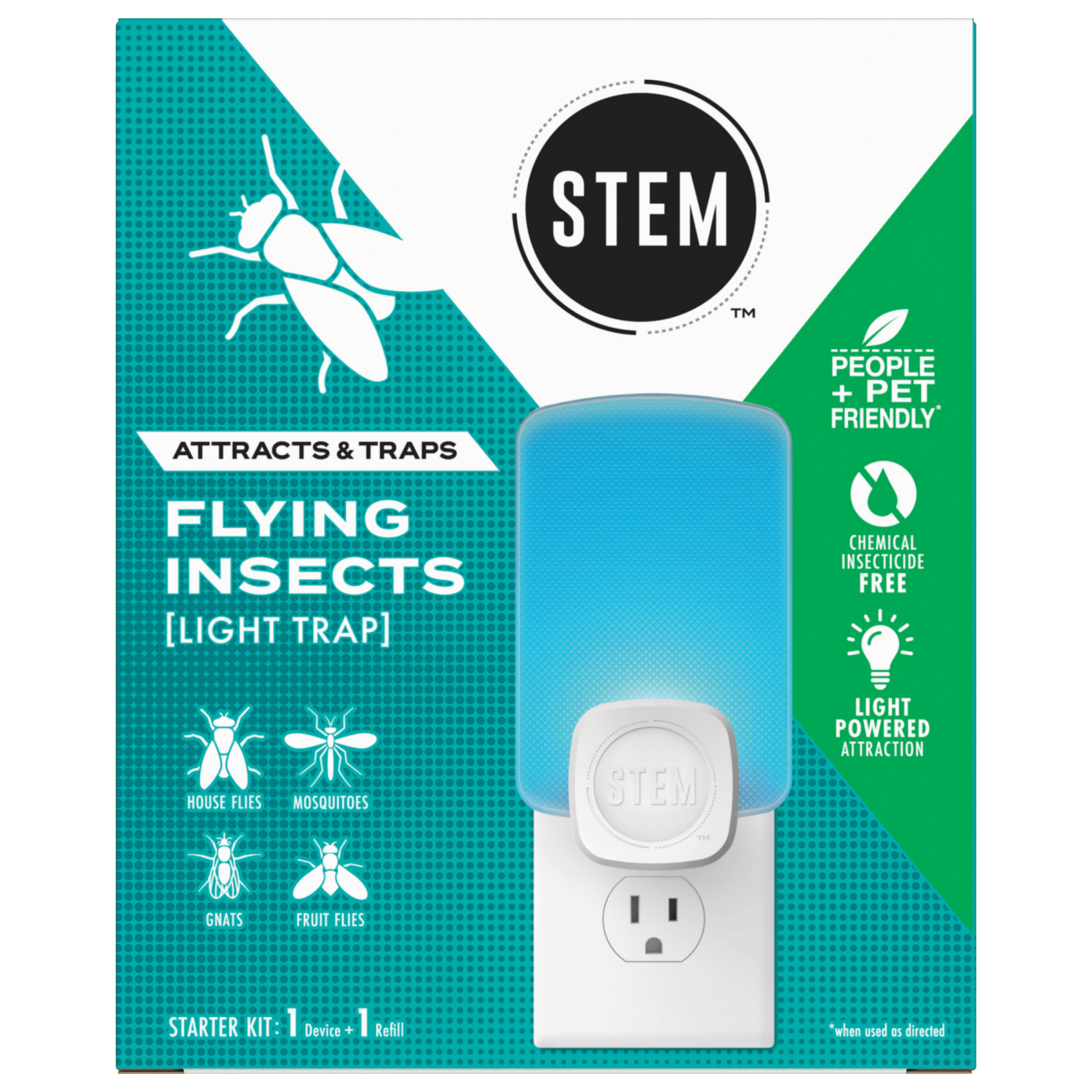 slide 1 of 8, STEM Light Trap, Attracts and Traps Flying Insects, Emits Soft Blue Light, [Includes Starter Kit with 1 Light Trap and 1 Cartridge], 1 ct