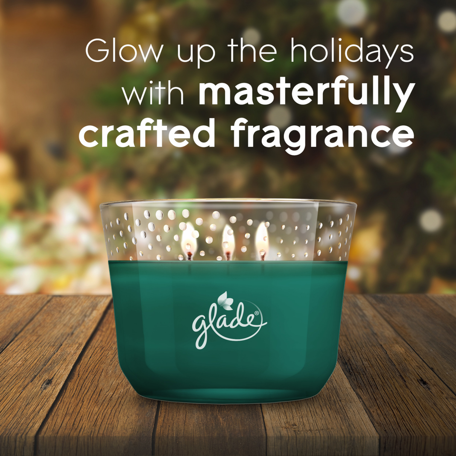 slide 3 of 5, Glade 3 Wick Scented Candle, Twinkling Pine & Cedar, Fragrance Infused with Essential Oils, 6.8 oz, 1 ct
