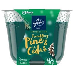 Glade 3 Wick Scented Candle, Twinkling Pine & Cedar, Fragrance Infused with Essential Oils, 6.8 oz