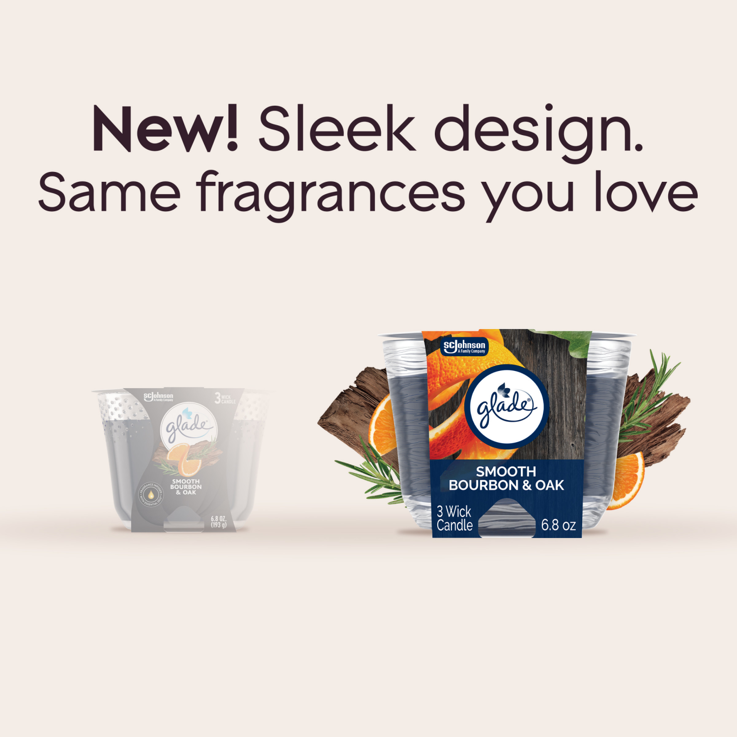 slide 5 of 8, Glade 3-Wick Candle, Smooth Bourbon & Oak, 6.8 Oz, 1 Count, 6.80 oz