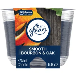 Glade 3-Wick Candle, Smooth Bourbon & Oak, 6.8 Oz, 1 Count