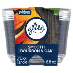 Glade 3-Wick Candle, Smooth Bourbon & Oak, 6.8 Oz, 1 Count