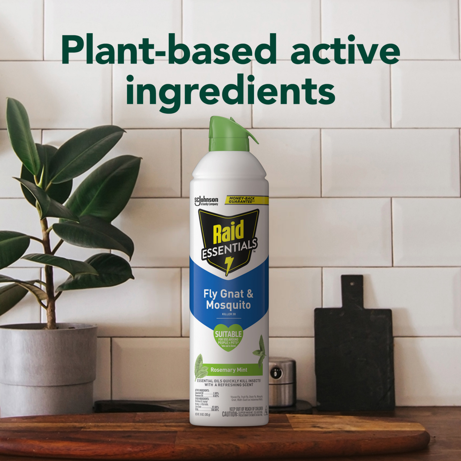 slide 3 of 8, Raid Essentials Fly, Gnat & Mosquito Killer 28, Insect Spray with Essential Oils, 10 oz, 10 oz