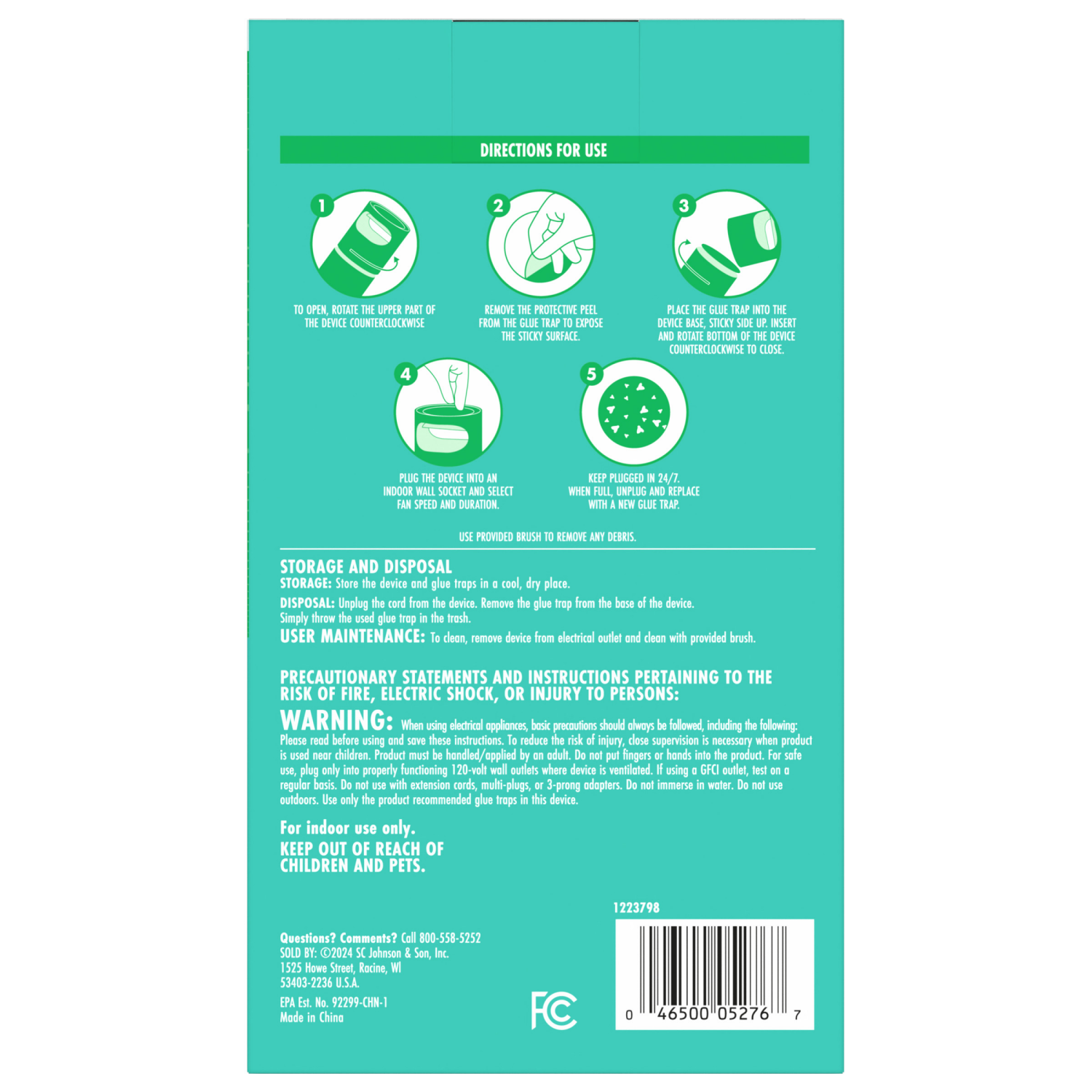 slide 2 of 8, STEM Flying Insect Fan Trap for Indoor Bug Control, Plug-In Fan with UV Light, Starter Kit Includes 1 Device and 5 Glue Traps, 1 ct