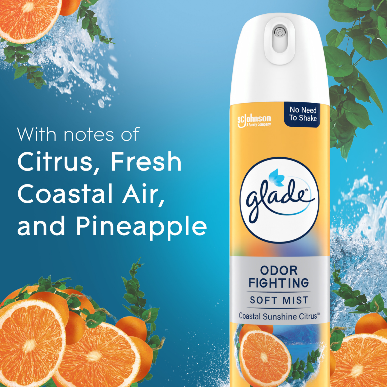 slide 8 of 8, Glade Odor Fighting Soft Mist Air Freshener Room Spray, Coastal Sunshine Citrus, 8.0oz, 1pk, 8 oz