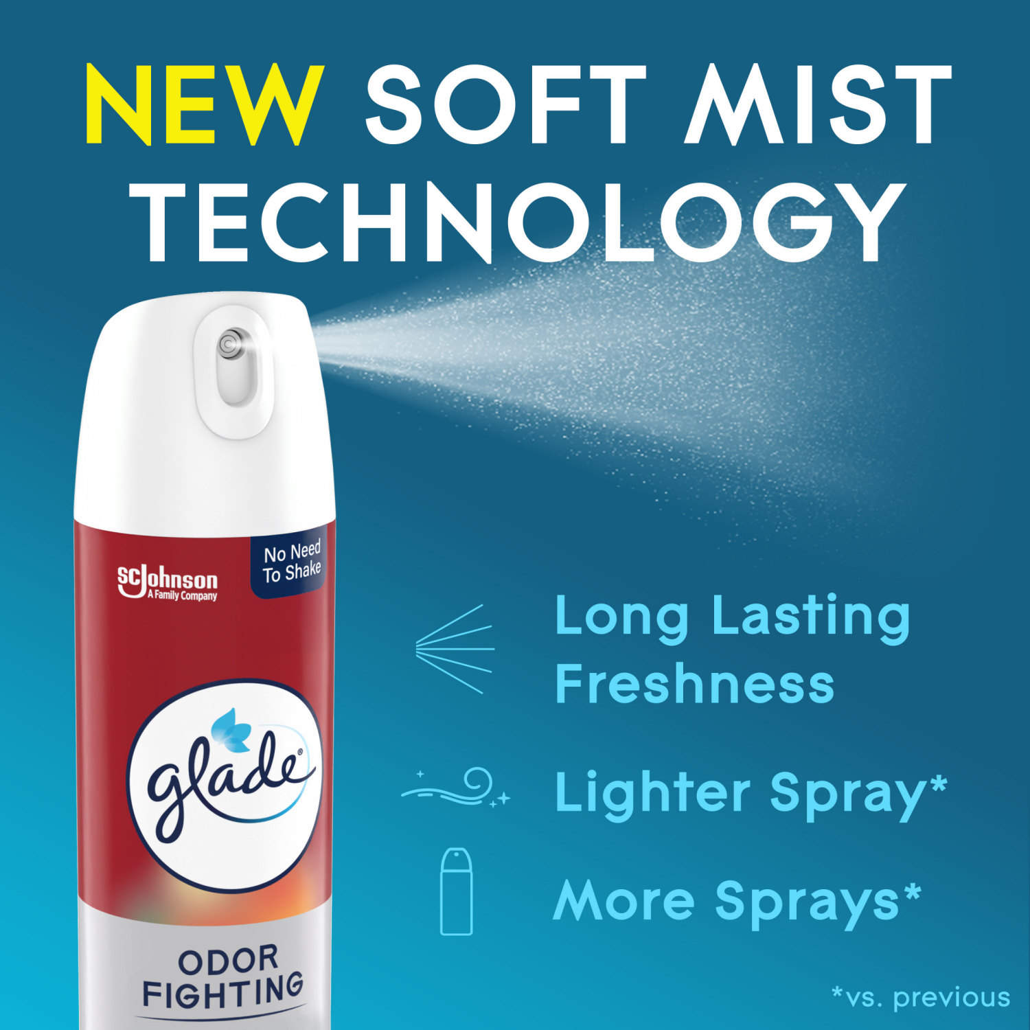 slide 4 of 8, Glade Odor Fighting Soft Mist Air Freshener Room Spray, Apple Cinnamon, 8.0oz, 1pk, 8 oz