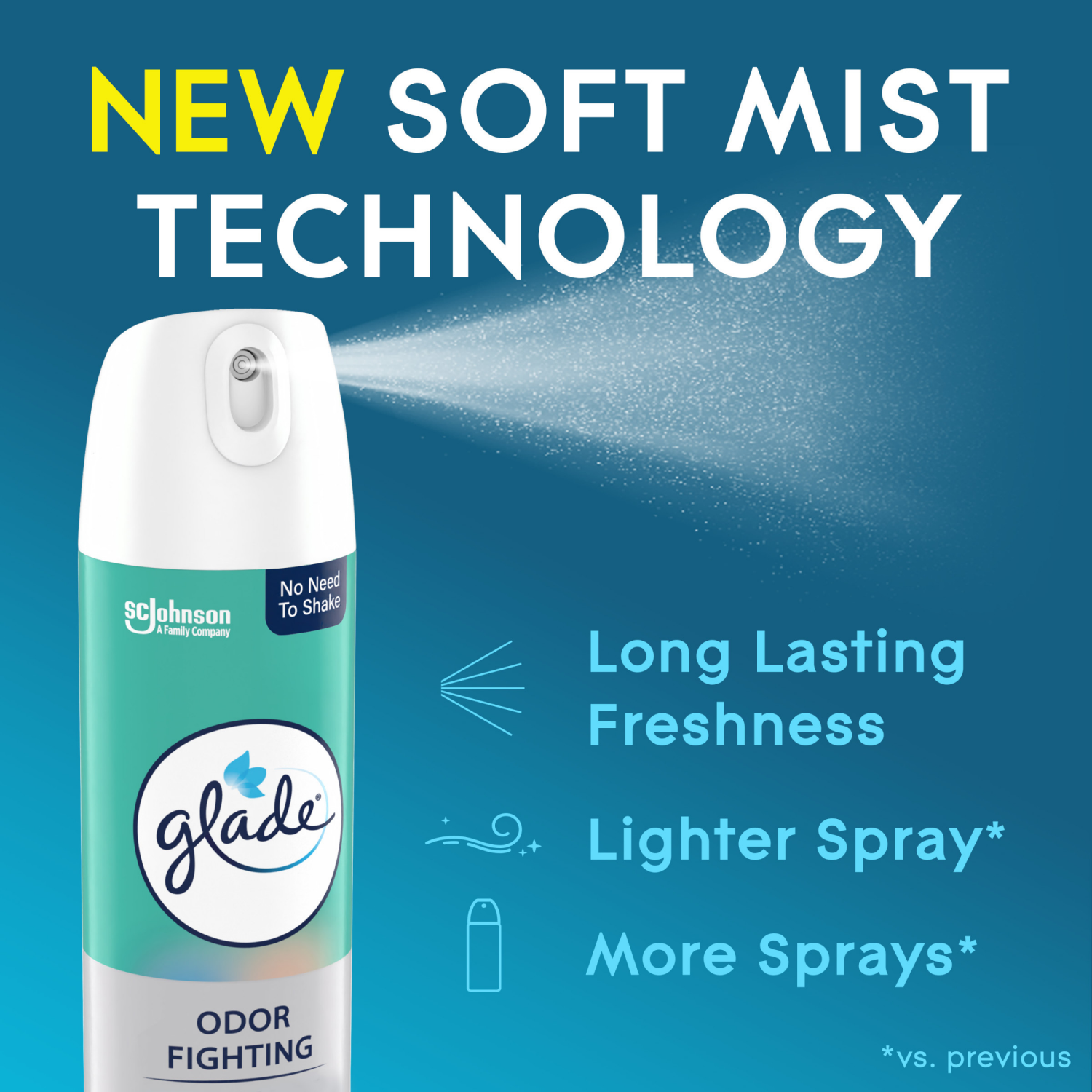 slide 4 of 8, Glade Odor Fighting Soft Mist Air Freshener Room Spray, Sky & Sea Salt, 8.0oz, 1pk, 8 oz