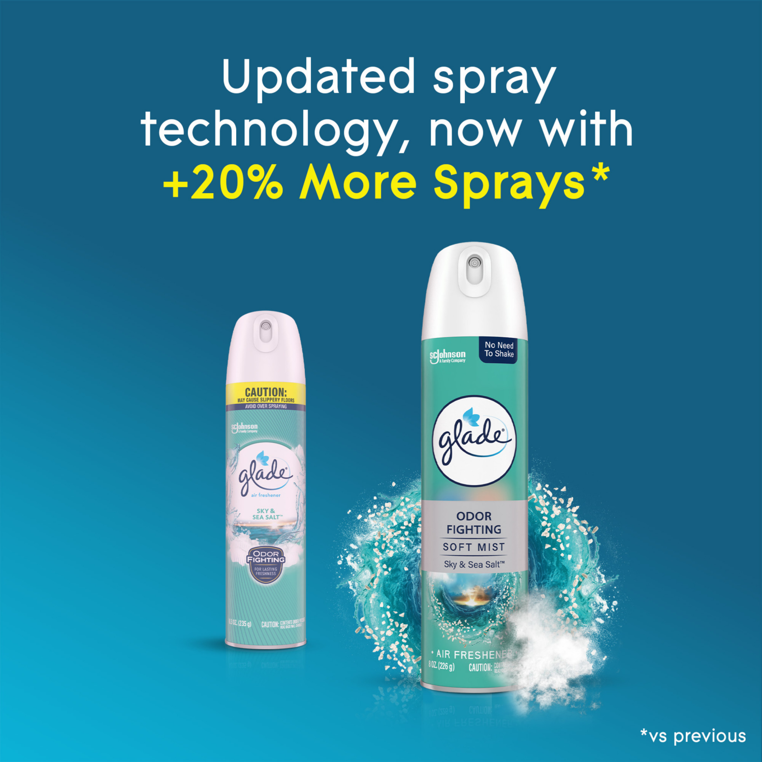 slide 5 of 8, Glade Odor Fighting Soft Mist Air Freshener Room Spray, Sky & Sea Salt, 8.0oz, 1pk, 8 oz