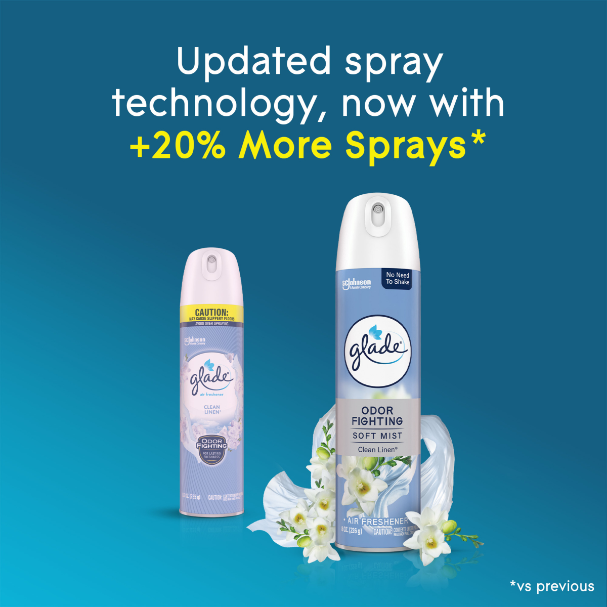 slide 3 of 8, Glade Odor Fighting Soft Mist Air Freshener Room Spray, Clean Linen, 16.0oz, 2pk, 16 oz