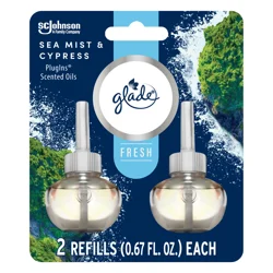 Glade PlugIns Scented Oils Air Freshener Refills, Sea Mist & Cypress, Fresh Collection, 0.67 fl oz Each, 2 Refills