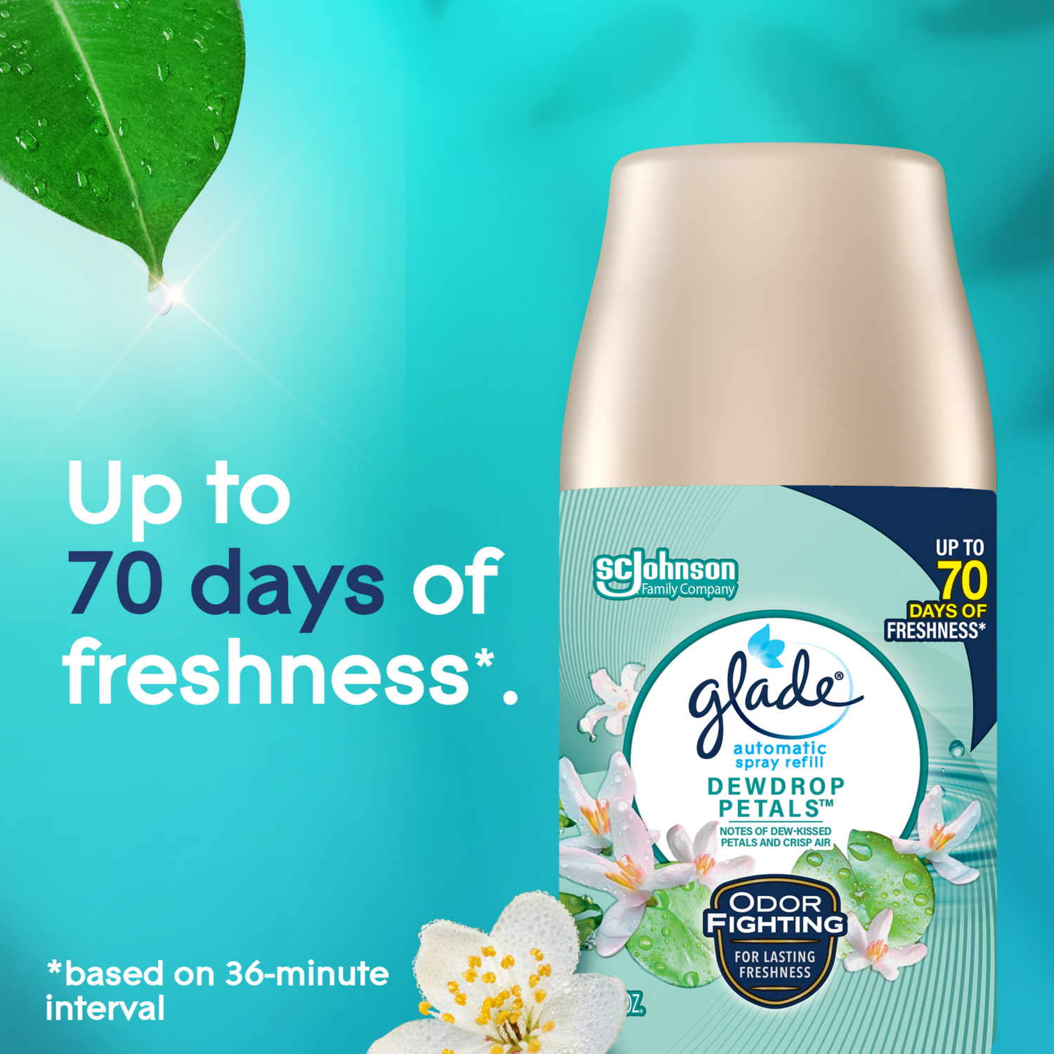 slide 2 of 5, Glade Automatic Spray Air Freshener Refill, Dewdrop Petals, 6.2oz 1pk, 6.2 oz, 1 ct