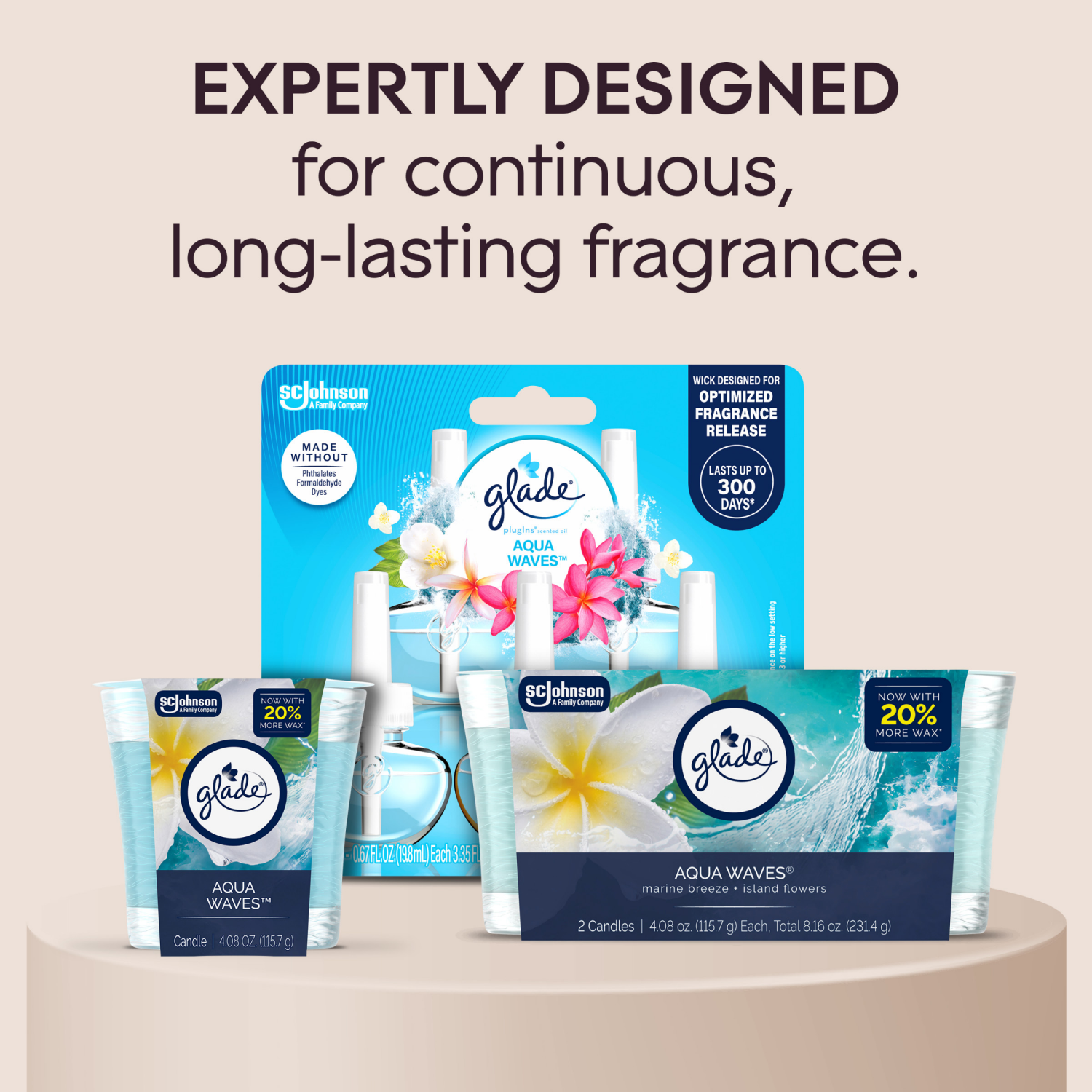 slide 6 of 8, Glade Single Wick Candle, Aqua Waves, 8.16 oz, 2 Count, 8.16 oz, 2 ct