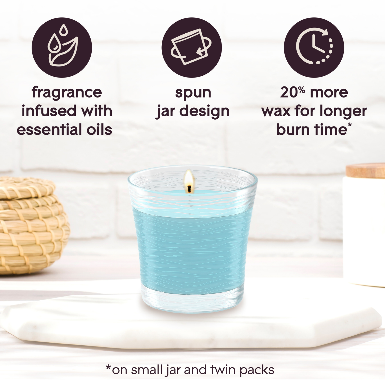 slide 8 of 8, Glade Single Wick Candle, Aqua Waves, 8.16 oz, 2 Count, 8.16 oz, 2 ct