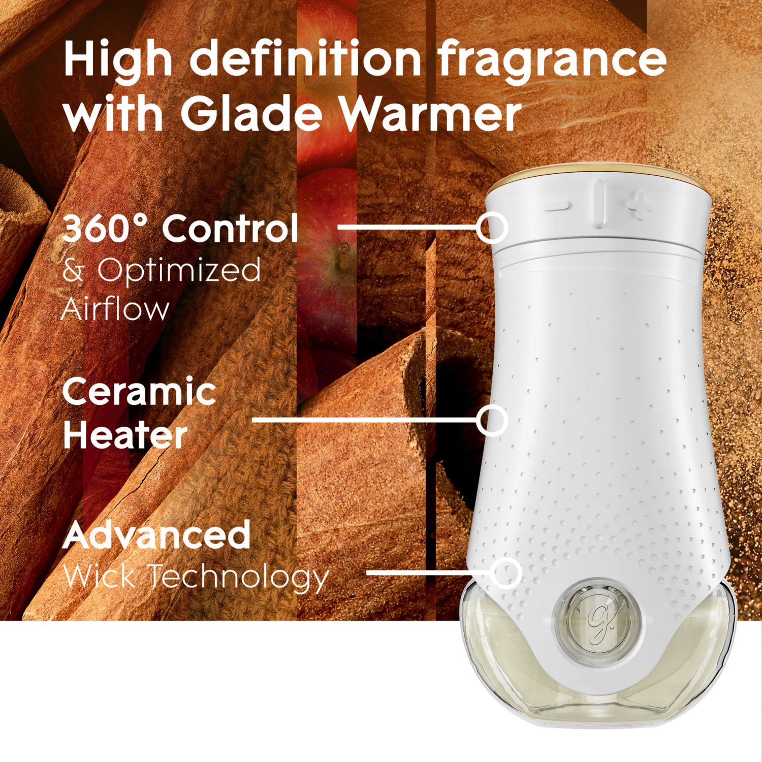 slide 3 of 8, Glade PlugIns Scented Oil 2 Refills, Air Freshener, Apple Cinnamon, Essential Oil Infused Wall Plug In, 1.34 FL OZ, Pack of 2, 2 ct