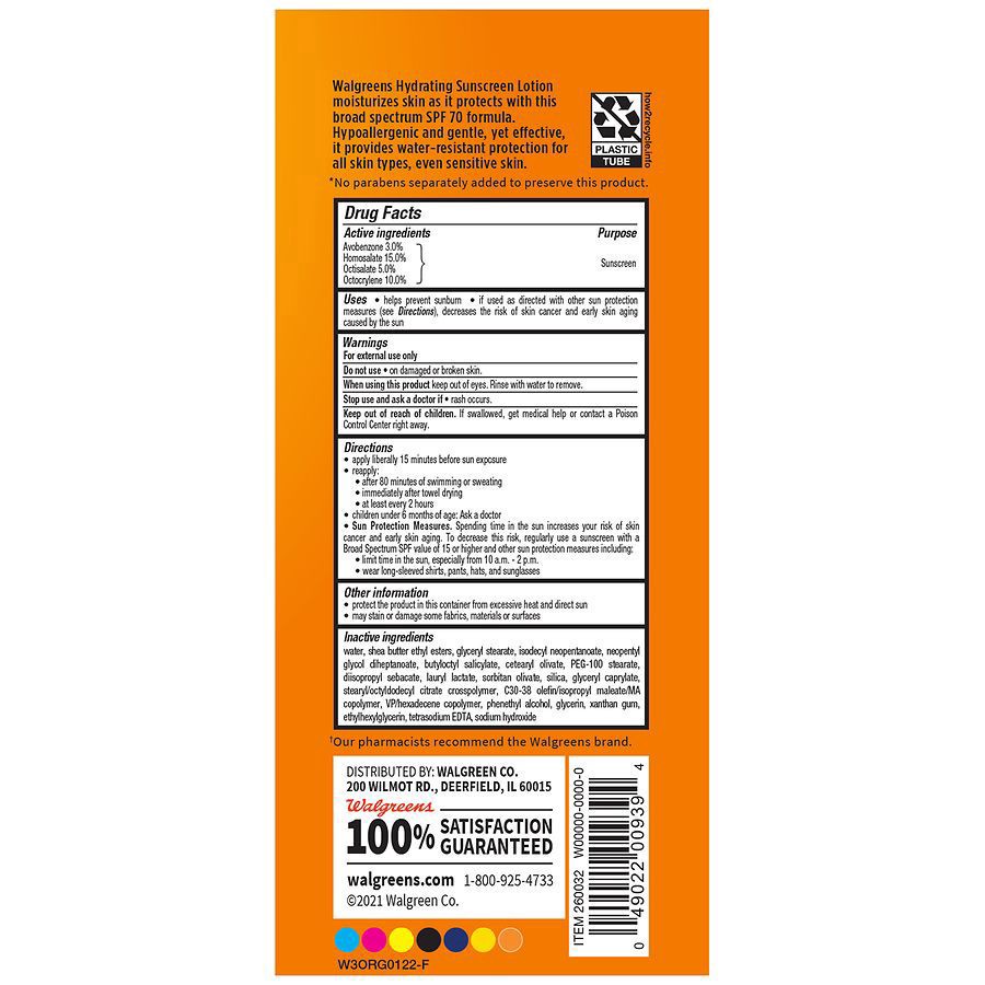 slide 4 of 5, Walgreens Hydrating Sunscreen Lotion SPF70, 8 oz