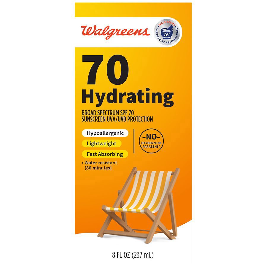 slide 1 of 5, Walgreens Hydrating Sunscreen Lotion SPF70, 8 oz