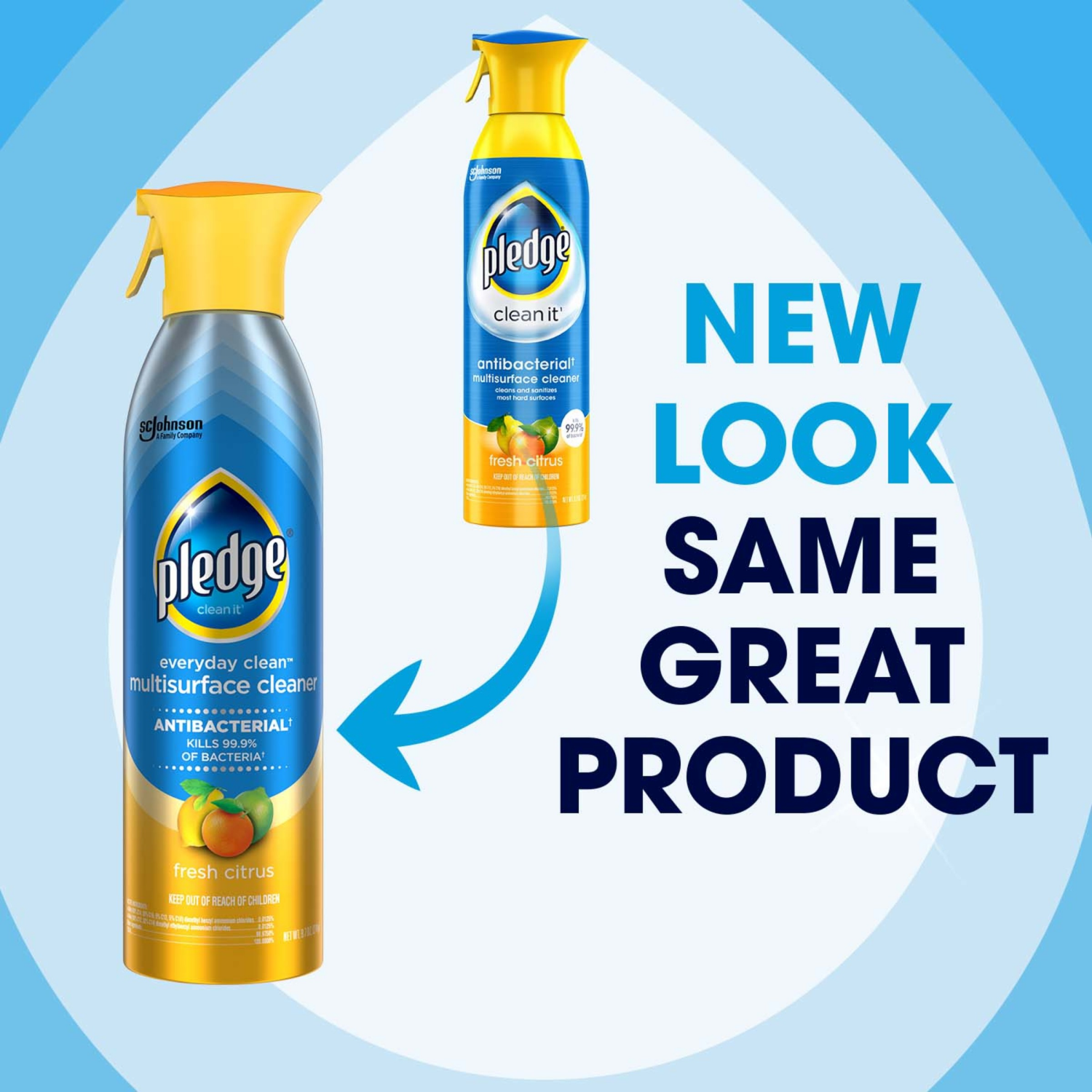 slide 4 of 8, Pledge Everyday Clean™ Multisurface Antibacterial Cleaner, Aerosol, Fresh Citrus, 9.7 oz, 9.7 oz