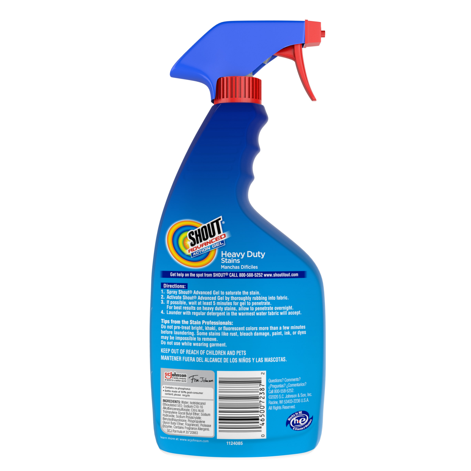 slide 2 of 8, Shout Advanced Acting Gel, Laundry Stain Remover, 22 Ounce, 22 fl oz