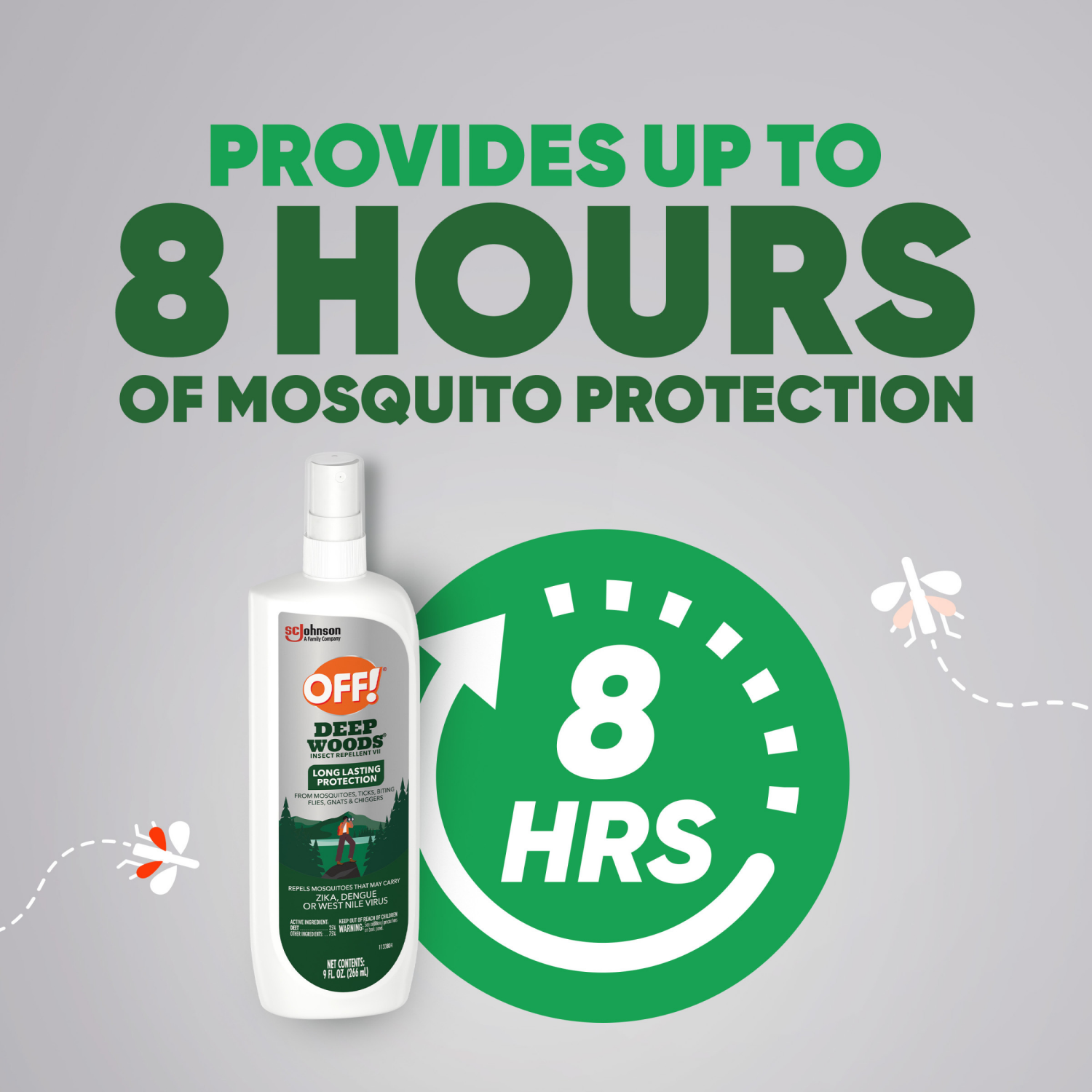 slide 4 of 8, OFF! Deep Woods Mosquito Repellent VII Spritz, Long-Lasting Outdoor Bug Spray, 9 oz, 9 oz