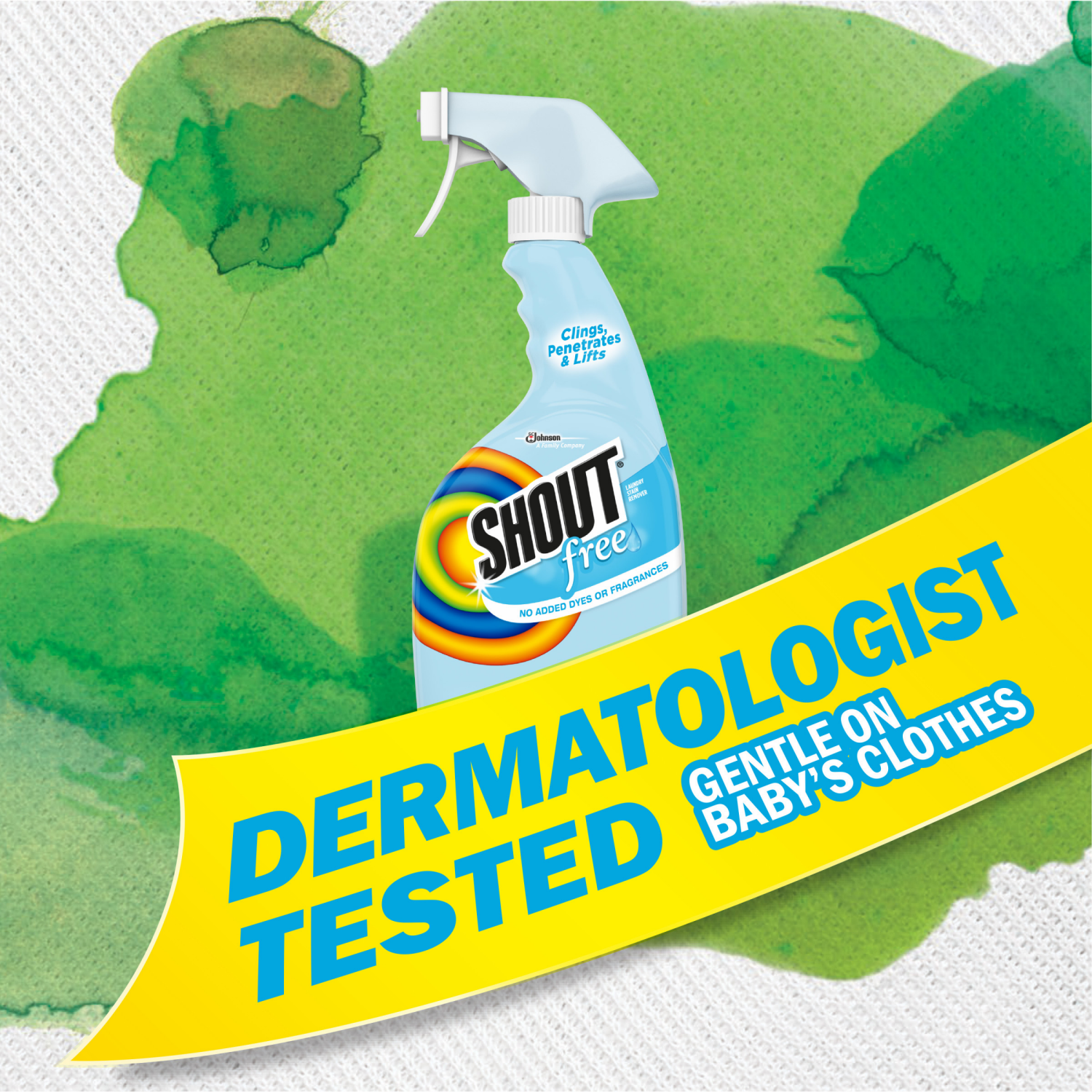 slide 8 of 8, Shout Free Laundry Stain Remover, Active Enzyme Formula is Dye, Fragrance, and Bleach Free, Removes 100+ Types of Stains, including Baby Stains - 22oz Spray, 22 fl oz