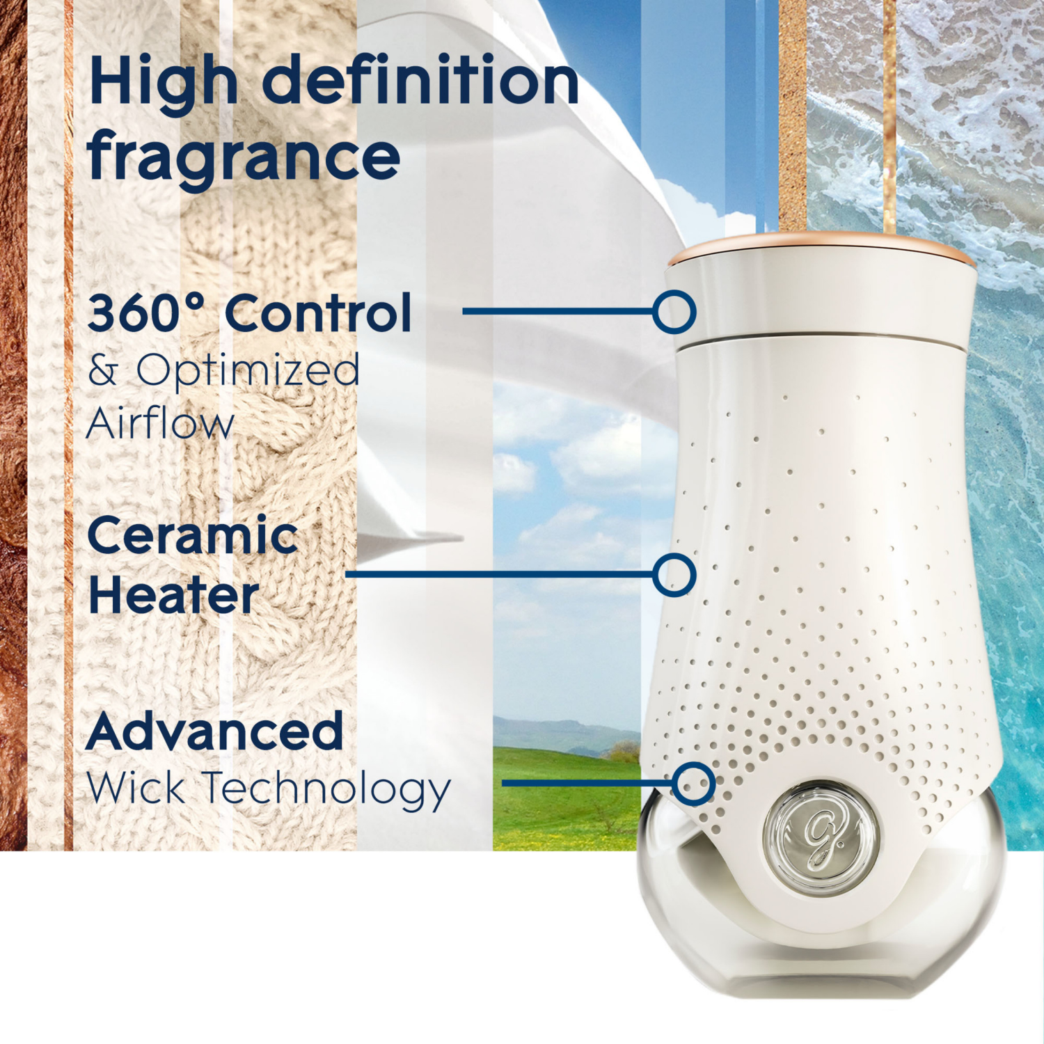 slide 4 of 5, Glade PlugIns Scented Oil Warmer, Holds Essential Oil Infused Wall Plug In Refill, Up to 50 Days of Continuous Fragrance, 1 ct