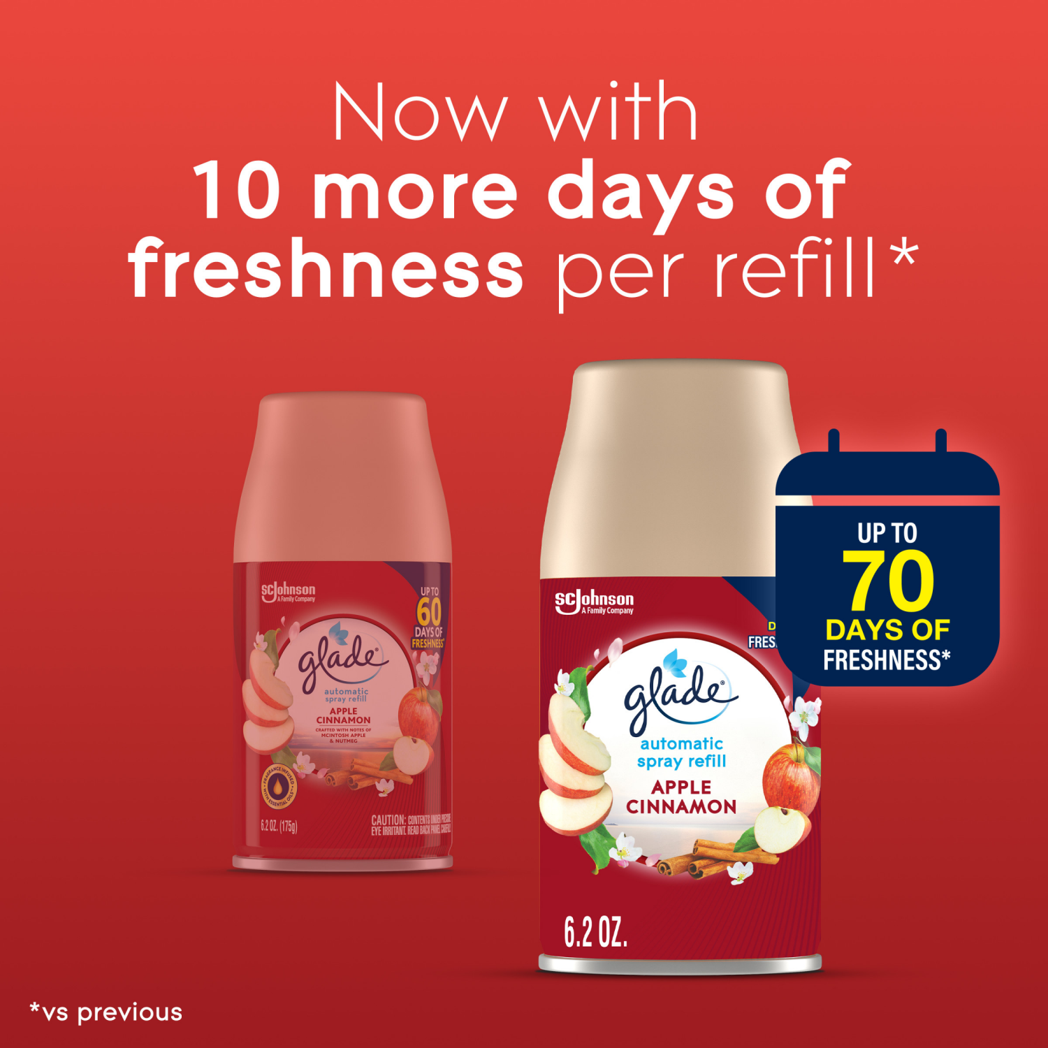 slide 8 of 8, Glade Value Pack Apple Cinnamon Automatic Spray Refill Aerosol 2 - 6.2 oz (175 g) Refills, 2 ct