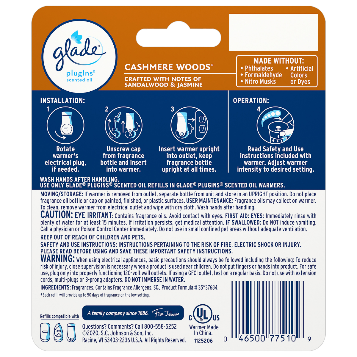 slide 6 of 29, Glade PlugIns Cashmere Woods Warmer & Scented Oil Refill, 0.6 oz