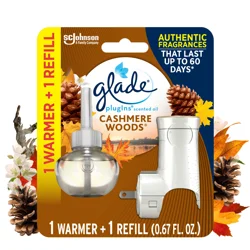 Glade PlugIns Scented Oil Starter kit, Air Freshener, Cashmere Woods, 1.34 oz