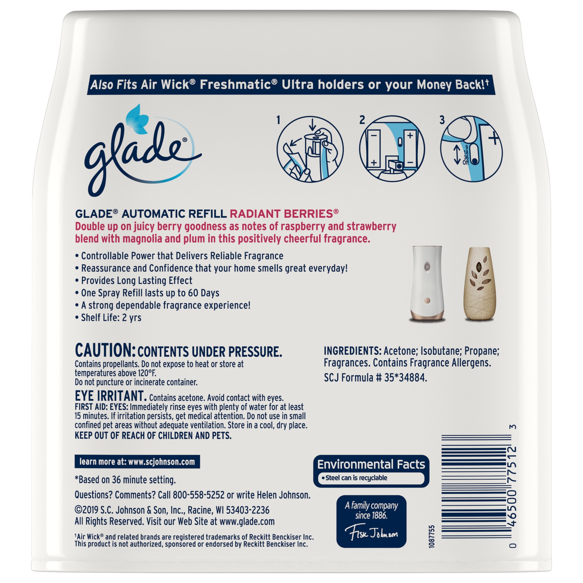 slide 2 of 7, Glade Automatic Spray Refill, Radiant Berries, Twin Pack, 1 ct