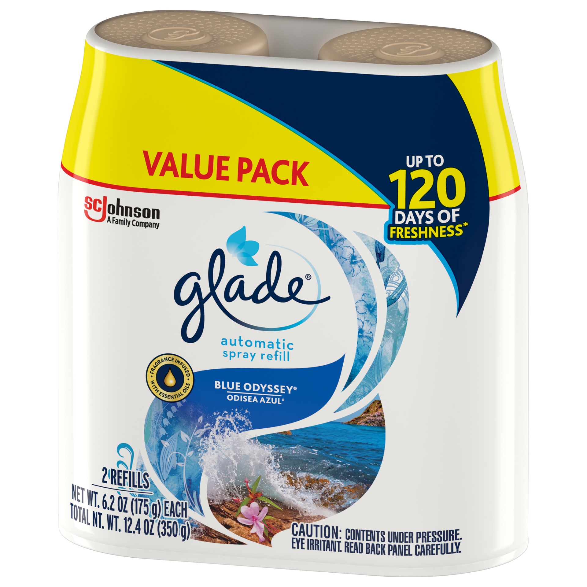 slide 7 of 7, Glade Automatic Spray Air Freshener Refill, Blue Odyssey, 2 ct