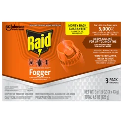 Raid Concentrated Deep Reach Pest Killer & Roach Fogger, 1.5 oz, 3 Count