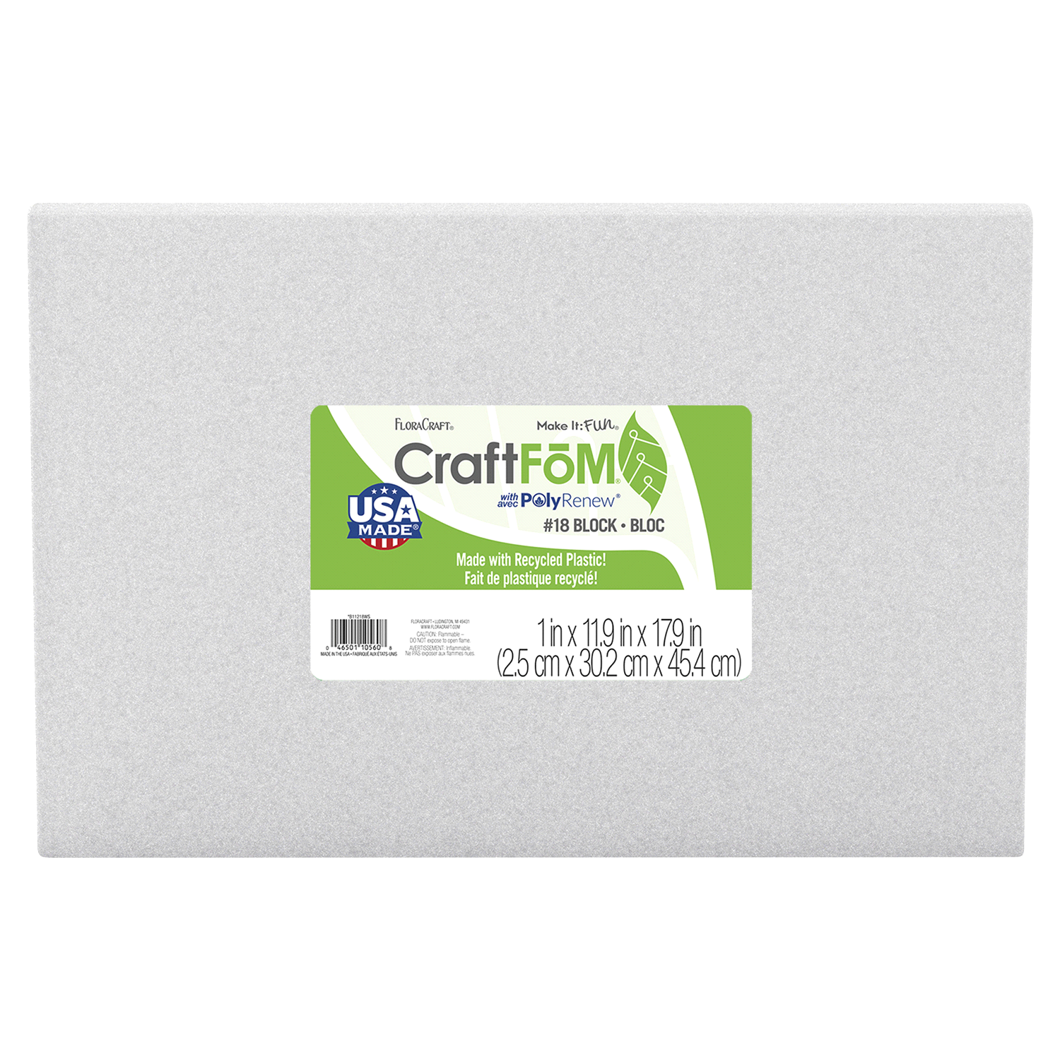 slide 1 of 4, MAKE IT FUN FloraCraft CraftFōM Block 1 Inch x 11.9 Inch x 17.9 Inch White, 18x12 x 1 