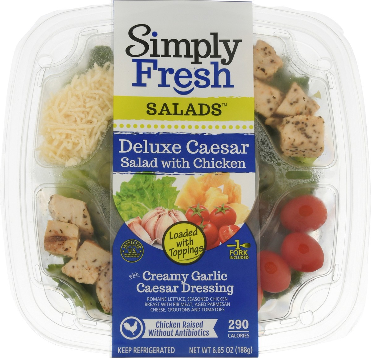 slide 1 of 13, Simply Fresh Salads Deluxe Caesar Salad with Chicken 6.65 oz, 6.65 oz