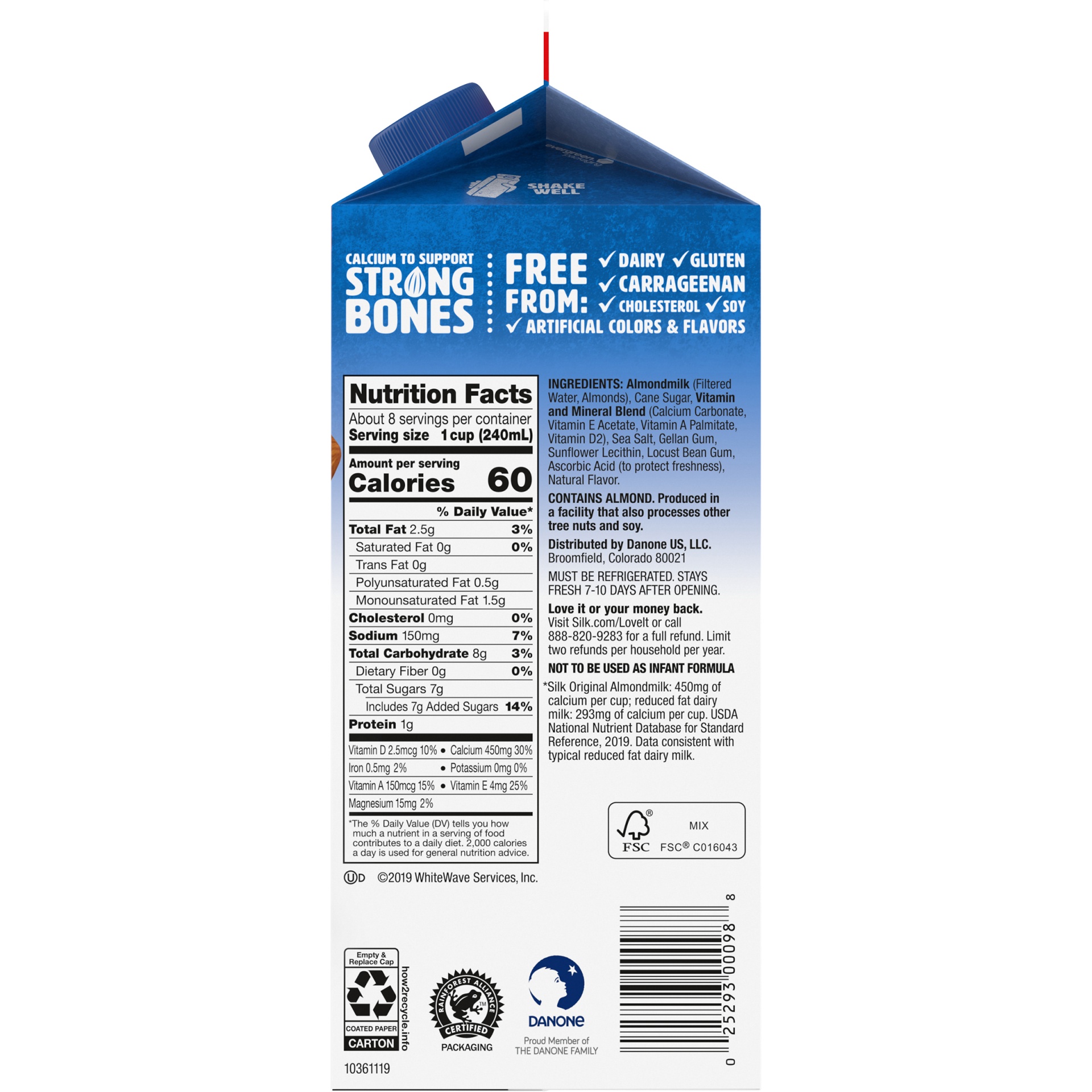 slide 3 of 9, Silk Original Pure Almond Milk, 1/2 gal