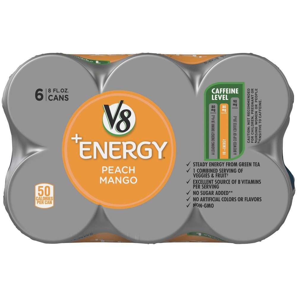 slide 8 of 9, V8 Vfusion Energy Peach Mango Vegetable Fruit Juice, 6 ct; 8 oz