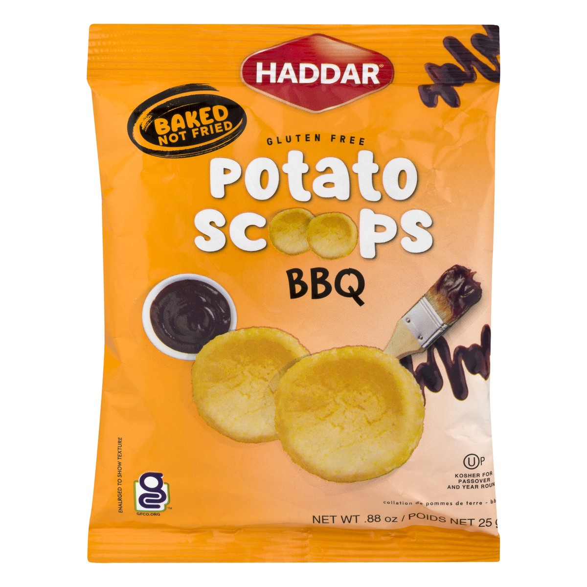 slide 1 of 10, Haddar BBQ Potato Snacks, 0.88 oz