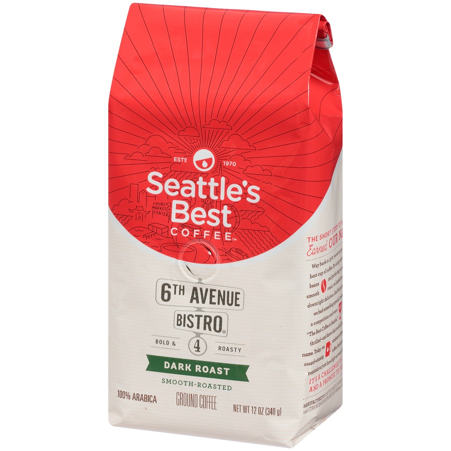 slide 3 of 7, Seattle's Best Coffee 6th Avenue Bistro Dark Roast Ground Coffee, 12 oz