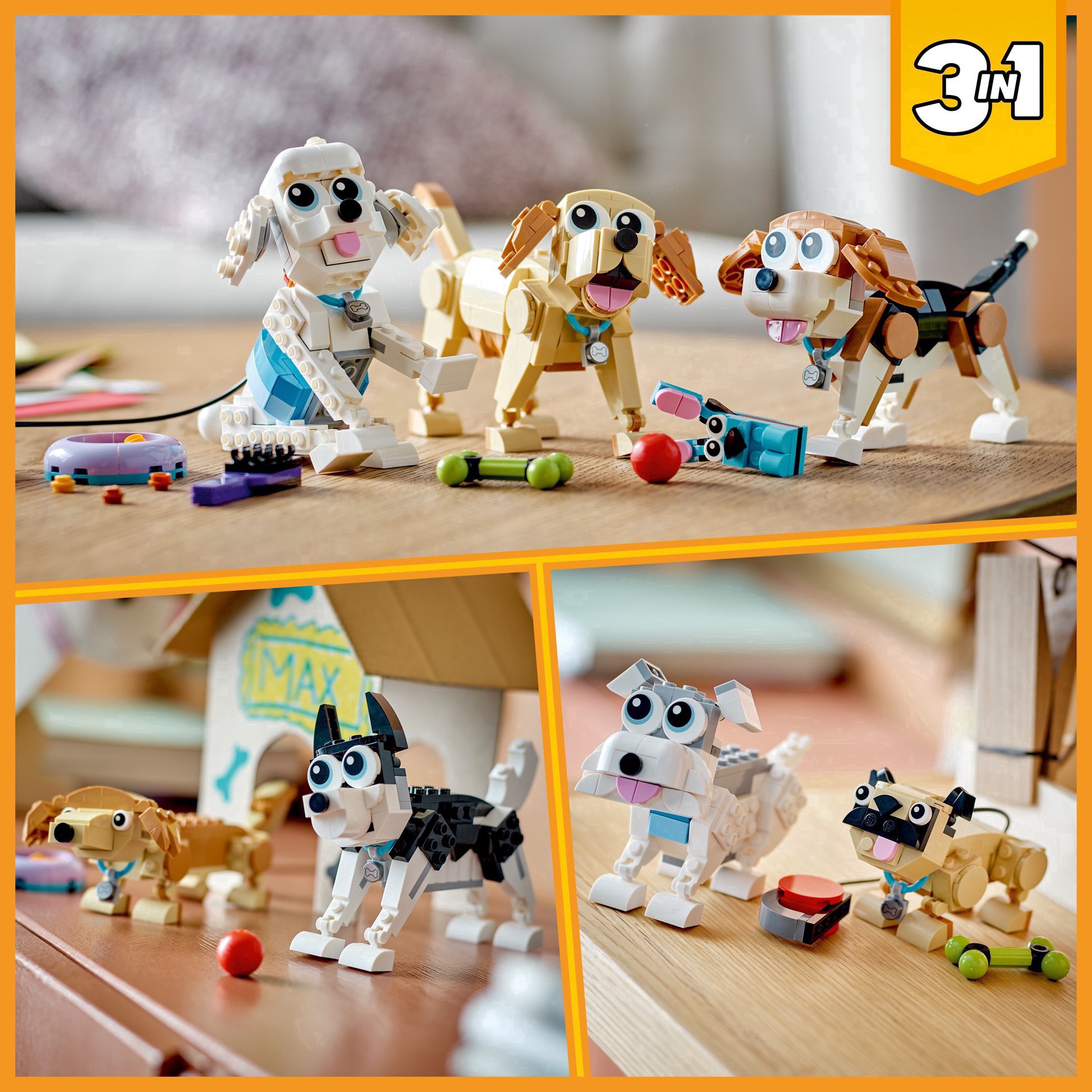 slide 18 of 26, LEGO Creator 3 in 1 Adorable Dogs Animal Figures Toys 31137, 475 ct